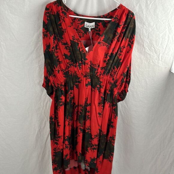 Ganni Red and Black Floral Dress - Picture 5 of 14